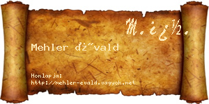 Mehler Évald névjegykártya